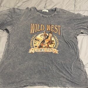 The Post Wild West Cowboys Graphic Tee - Faded Charcoal
